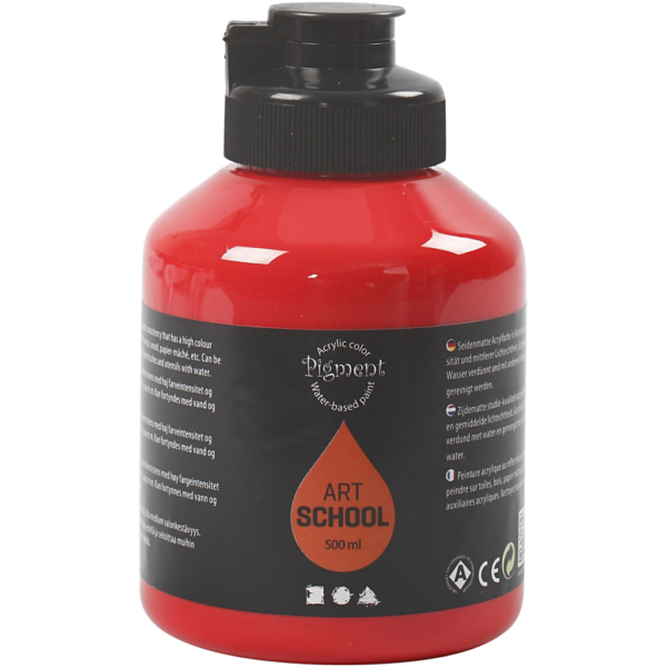 Pigment Art School-Farbe, Mattglänzend, Transparent, Kadmiumrot, 500 ml/ 1 Fl.