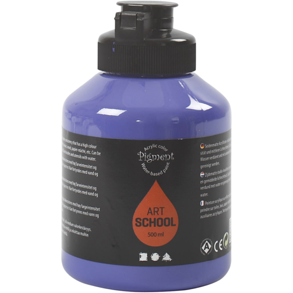 Pigment Art School-Farbe, Mattglänzend, Halbtransparent, Violettblau, 500 ml/ 1 Fl.