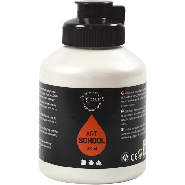 Pigment Art School-Farbe, Mattglänzend, Deckend, Perlsilber, 500 ml/ 1 Fl.
