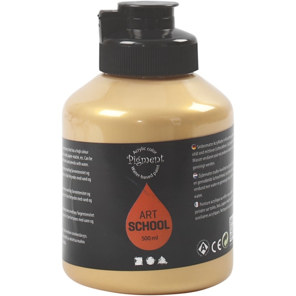 Pigment Art School-Farbe, Mattglänzend, Deckend, Gold, 500 ml/ 1 Fl.