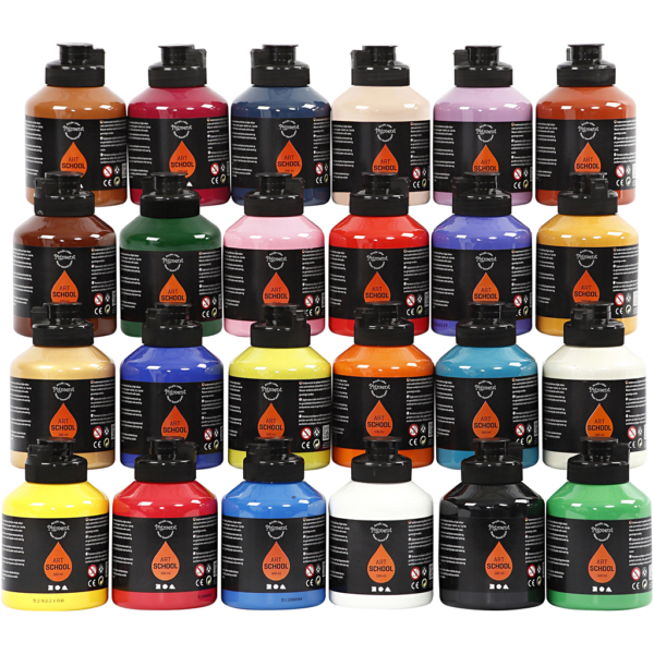 Pigment Art School-Farbe, Mattglänzend, Sortierte Farben, 24x500 ml/ 1 Pck