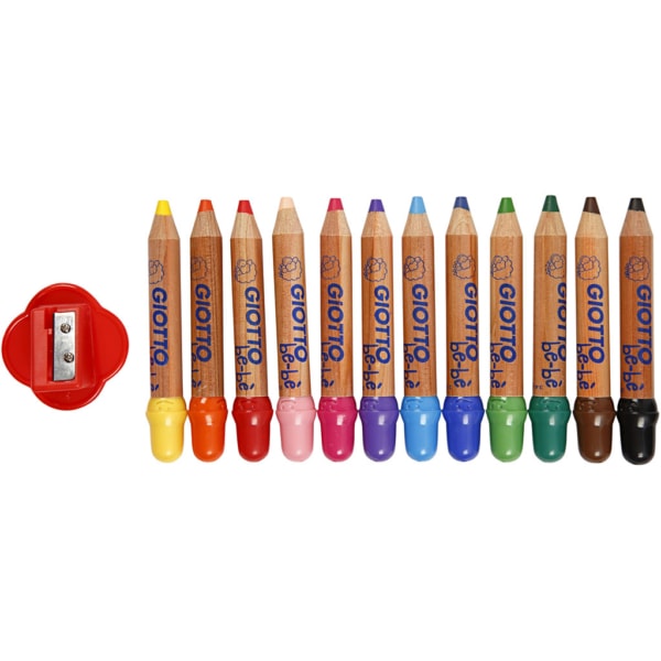 Buntstifte, L 10,5 cm, Dicke 13 mm, Mine 6 mm, Sortierte Farben, 12 Stk/ 1 Pck