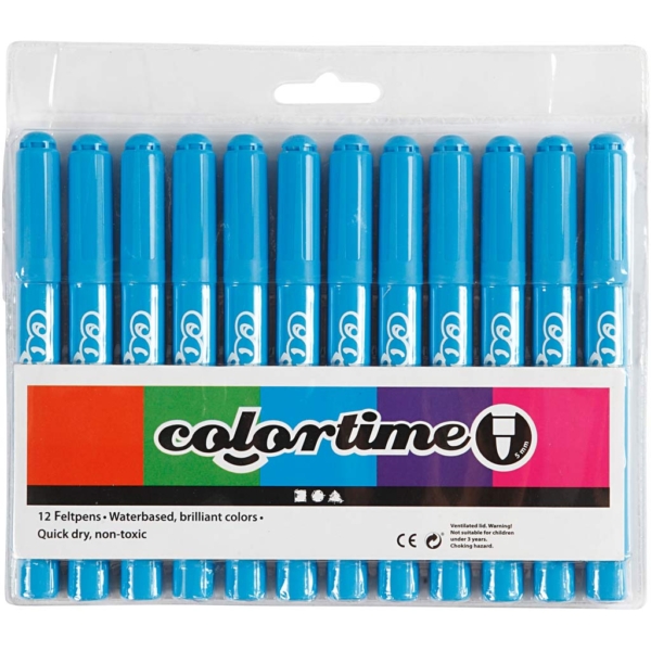 Colortime Filzstifte, Strichstärke 5 mm, Hellblau, 12 Stk/ 1 Pck – Bild 3
