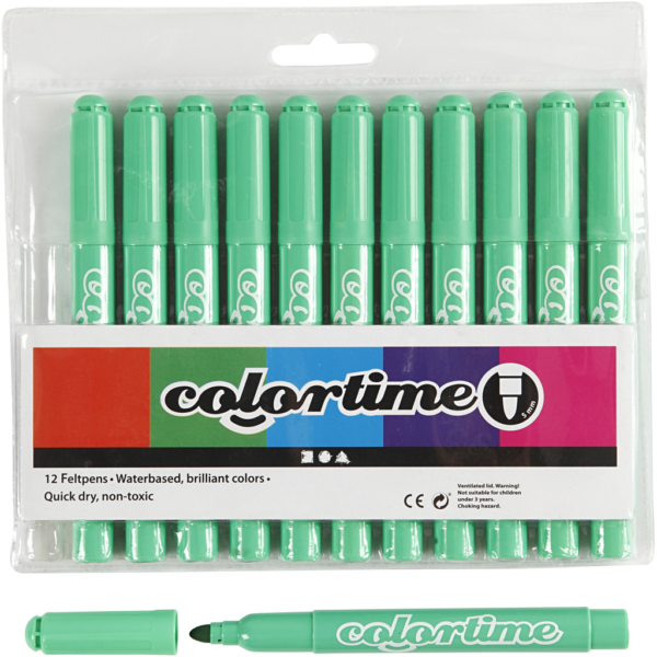 Colortime Filzstifte, Strichstärke 5 mm, Hellgrün, 12 Stk/ 1 Pck