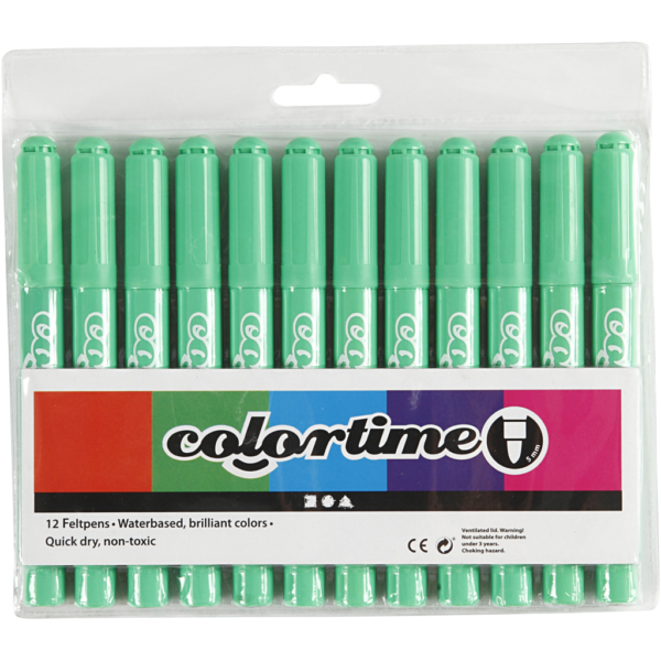 Colortime Filzstifte, Strichstärke 5 mm, Hellgrün, 12 Stk/ 1 Pck – Bild 3