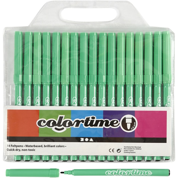 Colortime Filzstifte, Strichstärke 2 mm, Hellgrün, 18 Stk/ 1 Pck