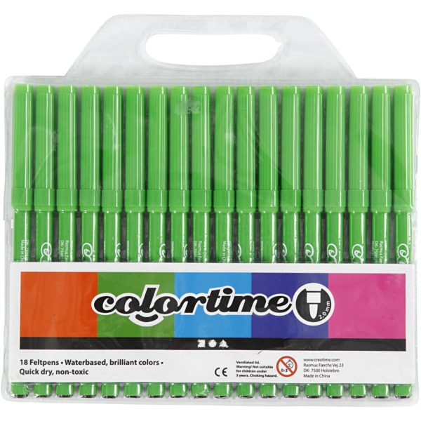 Colortime Filzstifte, Strichstärke 2 mm, Hellgrün, 18 Stk/ 1 Pck – Bild 3