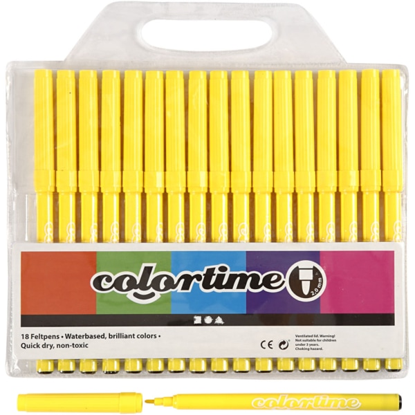 Colortime Filzstifte, Strichstärke 2 mm, Zitronengelb, 18 Stk/ 1 Pck