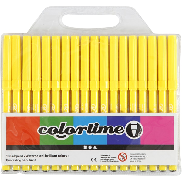 Colortime Filzstifte, Strichstärke 2 mm, Zitronengelb, 18 Stk/ 1 Pck – Bild 3