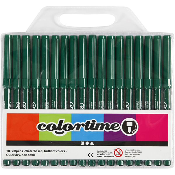 Colortime Filzstifte, Strichstärke 2 mm, Dunkelgrün, 18 Stk/ 1 Pck – Bild 3