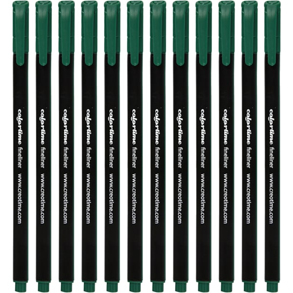 Colortime Fineliner, Strichstärke 0,6-0,7 mm, Dunkelgrün, 12 Stk/ 1 Pck – Bild 2