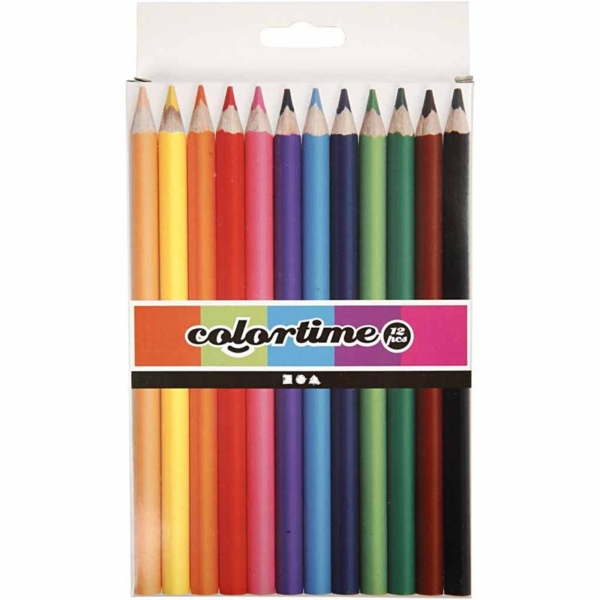 Colortime Buntstifte, L 17,45 cm, Mine 5 mm, JUMBO, Sortierte Farben, 12 Stk/ 1 Pck – Bild 2