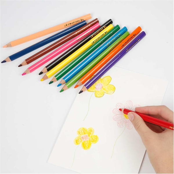 Colortime Buntstifte, L 17,45 cm, Mine 5 mm, JUMBO, Sortierte Farben, 12 Stk/ 1 Pck – Bild 4