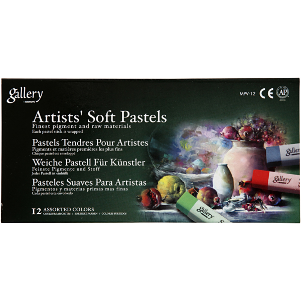 Gallery Weiche Pastellfarbkreide im Set, L 6,5 cm, Dicke 10 mm, Sortierte Farben, 12 Stk/ 1 Pck – Bild 2