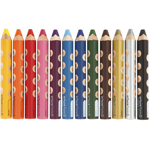 Groove Triple 1 Buntstifte, L 12 cm, Mine 10 mm, Sortierte Farben, 12 Stk/ 1 Pck – Bild 2