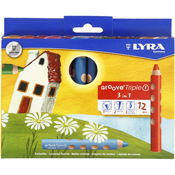 Groove Triple 1 Buntstifte, L 12 cm, Mine 10 mm, Sortierte Farben, 12 Stk/ 1 Pck – Bild 3