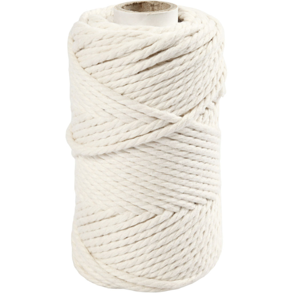 Macramé-Kordel, L 55 m, D 4 mm, Naturweiß, 330 g/ 1 Rolle