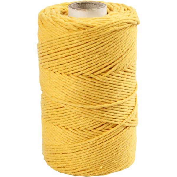 Macramé-Kordel, L 198 m, D 2 mm, Gelb, 330 g/ 1 Rolle