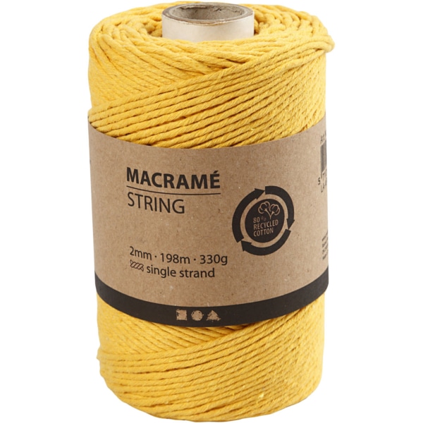 Macramé-Kordel, L 198 m, D 2 mm, Gelb, 330 g/ 1 Rolle – Bild 2