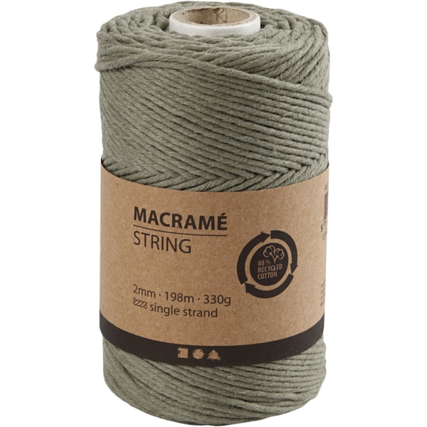 Macramé-Kordel, L 198 m, D 2 mm, Moosgrün, 330 g/ 1 Rolle – Bild 2