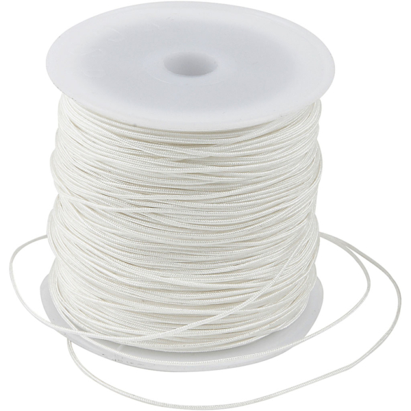 Macramé-Kordel, Dicke 1 mm, Weiß, 50 m/ 1 Rolle