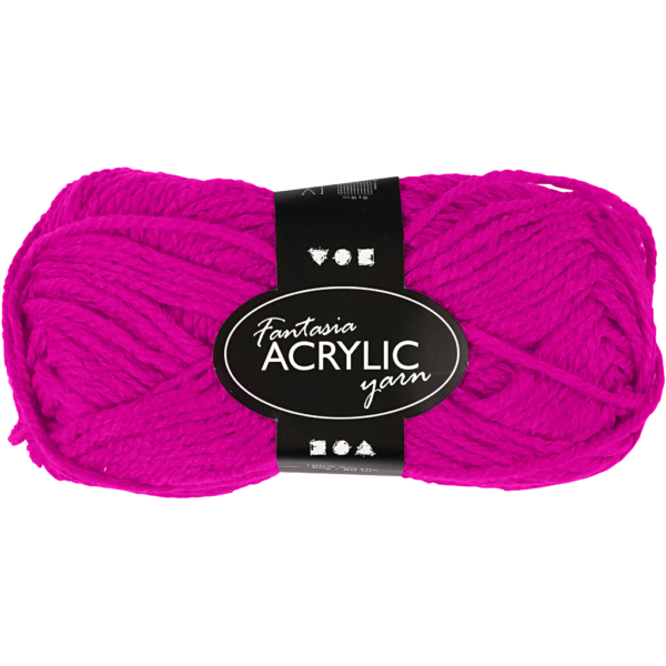 Fantasia Polyacryl Garn, L 80 m, Fuchsia, 50 g/ 1 Knäuel – Bild 2
