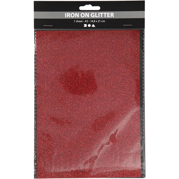 Bügelfolie, A5, 148x210 mm, Glitter, Rot, 1 Bl. – Bild 2