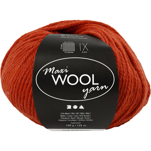 Wolle, L 125 m, Rostrot, 100 g/ 1 Knäuel
