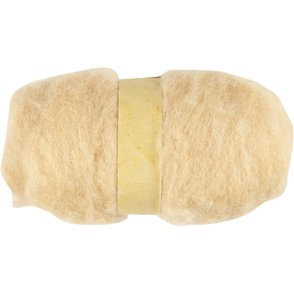 Wolle, kardiert, Hellbeige, 100 g/ 1 Bündl.