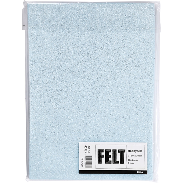 Bastelfilz, A4, 210x297 mm, Dicke 1 mm, Hellblau, 10 Bl./ 1 Pck – Bild 2
