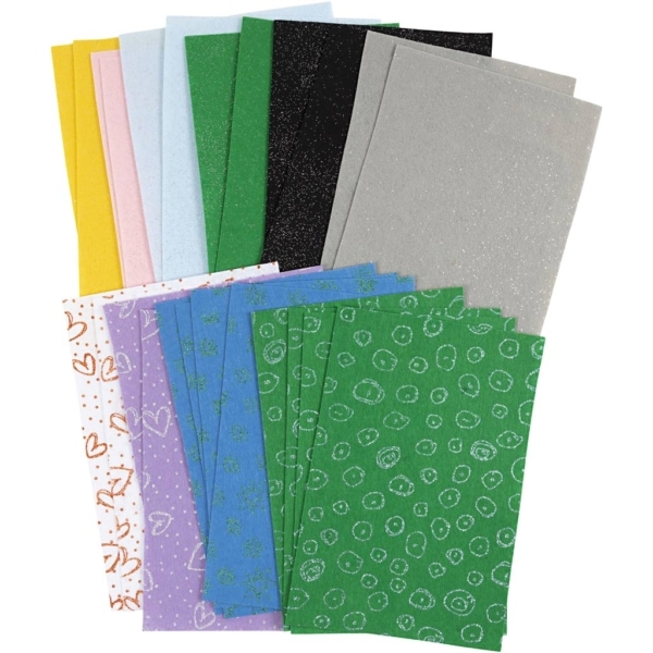 Bastelfilz, 21x30 cm, Dicke 1 mm, Inhalt kann variieren , Sortierte Farben, 24 Bl./ 1 Pck