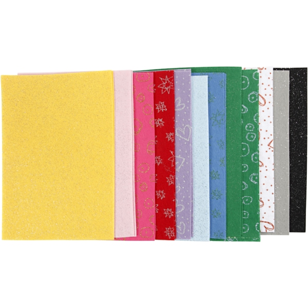 Bastelfilz, 21x30 cm, Dicke 1 mm, Inhalt kann variieren , Sortierte Farben, 24 Bl./ 1 Pck – Bild 2
