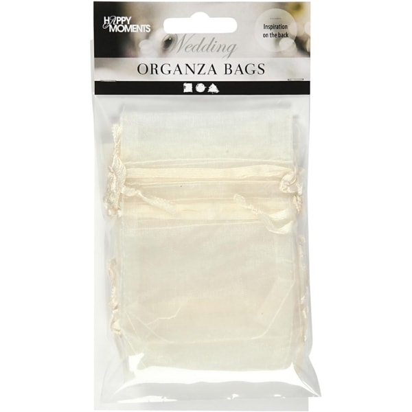 Organza-Beutel, Größe 7x10 cm, Naturweiß, 10 Stk/ 1 Pck – Bild 2