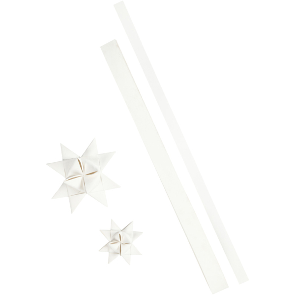 Streifen für Flechtsterne, L 44+78 cm, B 15+25 mm, 350 g, Weiß, 24 Streifen/ 1 Pck