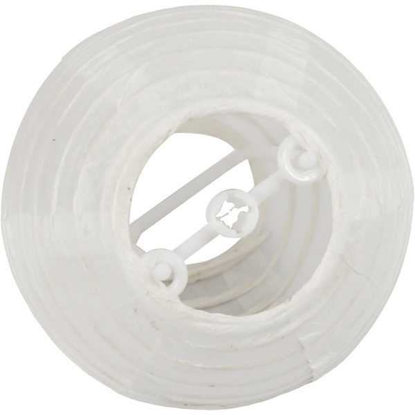 Papierlampion, Rund, D 7,5 cm, Weiß, 10 Stk/ 1 Pck – Bild 3