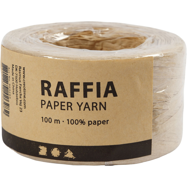 Papierbast (Raffia), B 7-8 mm, Beige, 100 m/ 1 Rolle – Bild 2