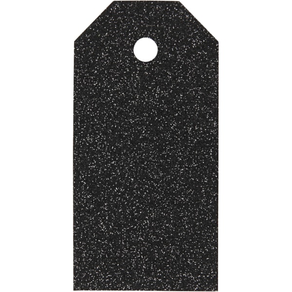 Geschenkanhänger, Größe 5x10 cm, Glitter, 300 g, Schwarz, 15 Stk/ 1 Pck