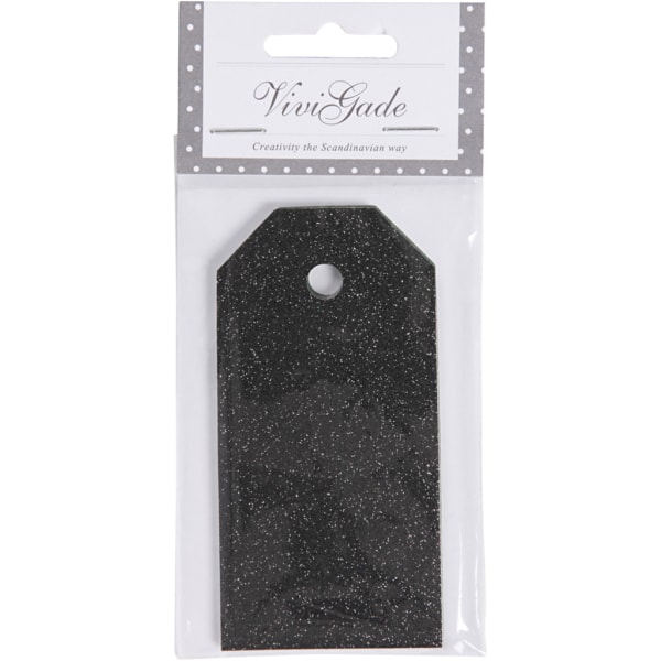Geschenkanhänger, Größe 5x10 cm, Glitter, 300 g, Schwarz, 15 Stk/ 1 Pck – Bild 2