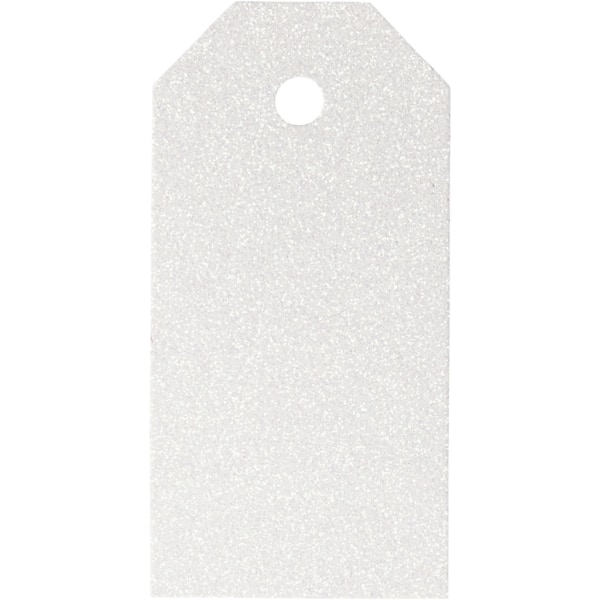 Geschenkanhänger, Größe 5x10 cm, Glitter, 300 g, Weiß, 15 Stk/ 1 Pck