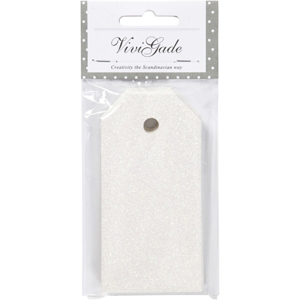 Geschenkanhänger, Größe 5x10 cm, Glitter, 300 g, Weiß, 15 Stk/ 1 Pck – Bild 3