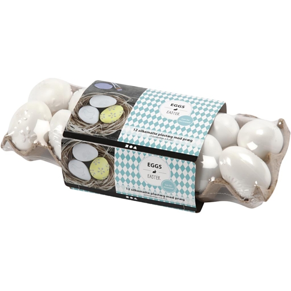 Eier, geprägt, H 6 cm, Weiß, 12 Stk/ 1 Pck – Bild 3