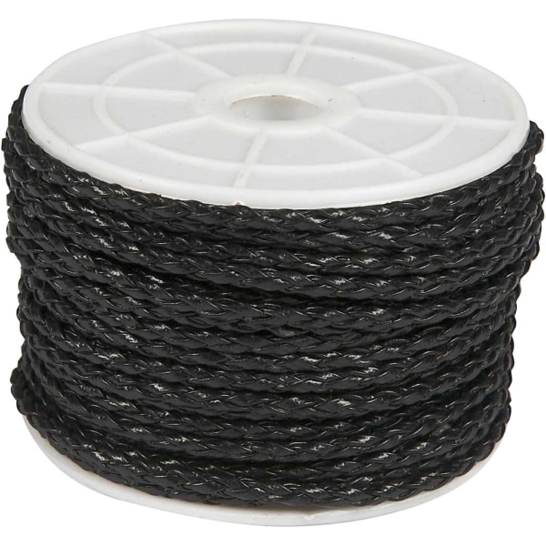 Geflochtenes Band, Dicke 2,5 mm, Schwarz, 25 m/ 1 Rolle