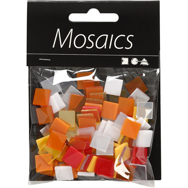 Mini-Mosaik, Größe 10x10 mm, Dicke 2 mm, Harmonie in Rot-Orange, 25 g/ 1 Pck – Bild 2