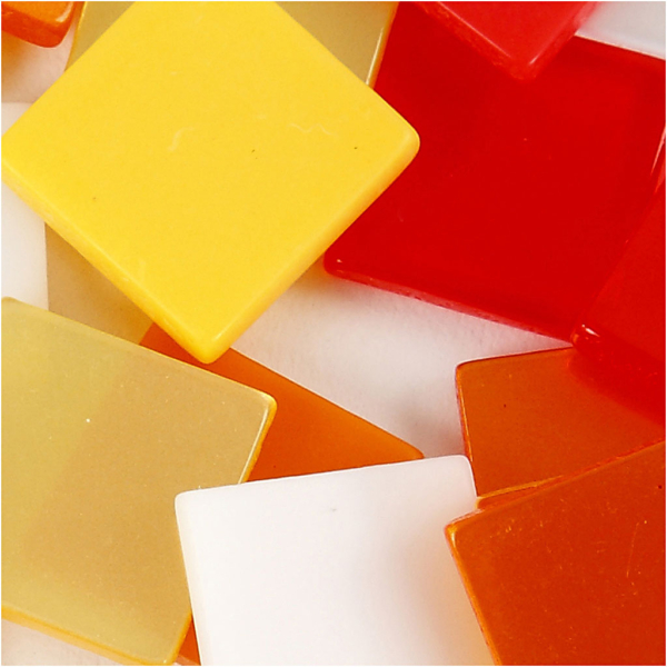 Mini-Mosaik, Größe 10x10 mm, Dicke 2 mm, Harmonie in Rot-Orange, 25 g/ 1 Pck – Bild 3