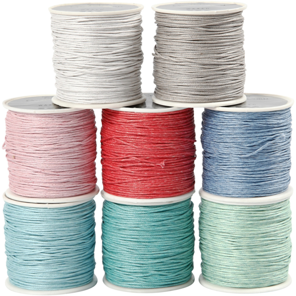 Baumwollband, Dicke 1 mm, Sortierte Farben, 8x40 m/ 1 Pck – Bild 2