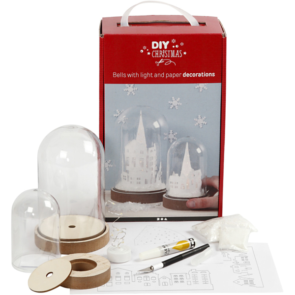 DIY-Set für Deko-Szenen unter Plastikglocken, H 12,5+18 cm, 2 Stk/ 1 Pck