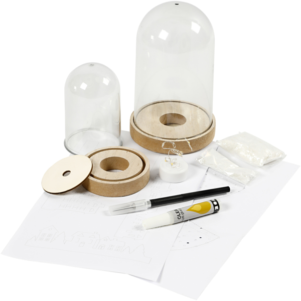 DIY-Set für Deko-Szenen unter Plastikglocken, H 12,5+18 cm, 2 Stk/ 1 Pck – Bild 2