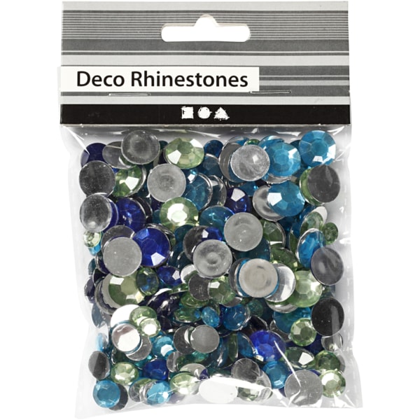 Strasssteine, rund, Größe 6+9+12 mm, Harmonie in Blau-Grün, 360 Stk/ 1 Pck – Bild 2