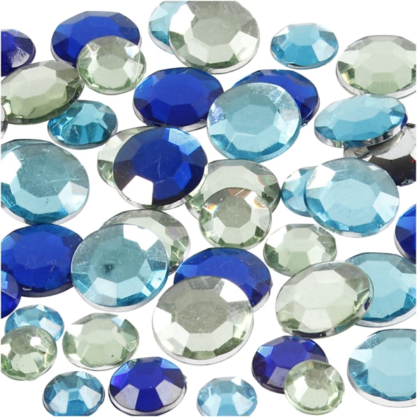 Strasssteine, rund, Größe 6+9+12 mm, Harmonie in Blau-Grün, 360 Stk/ 1 Pck – Bild 3