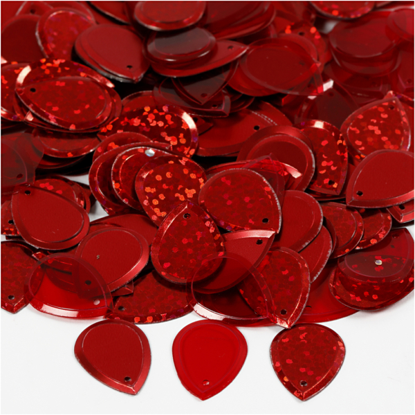 Pailletten, Regentropfen, Größe 14x19 mm, Rot, 50 g/ 1 Pck